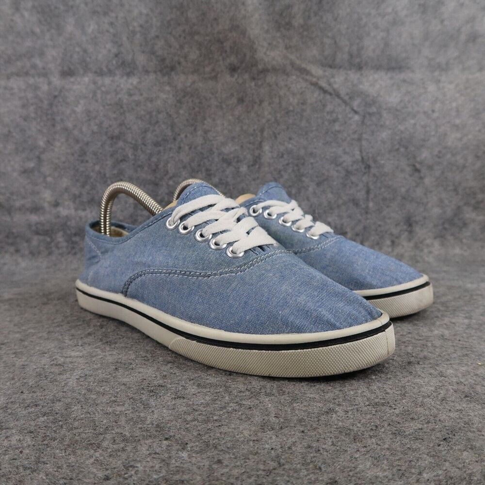 Casual Cool Shoes Womens 8 Sneakers Canvas Trainer Lace Up Active Lifestyle Blue